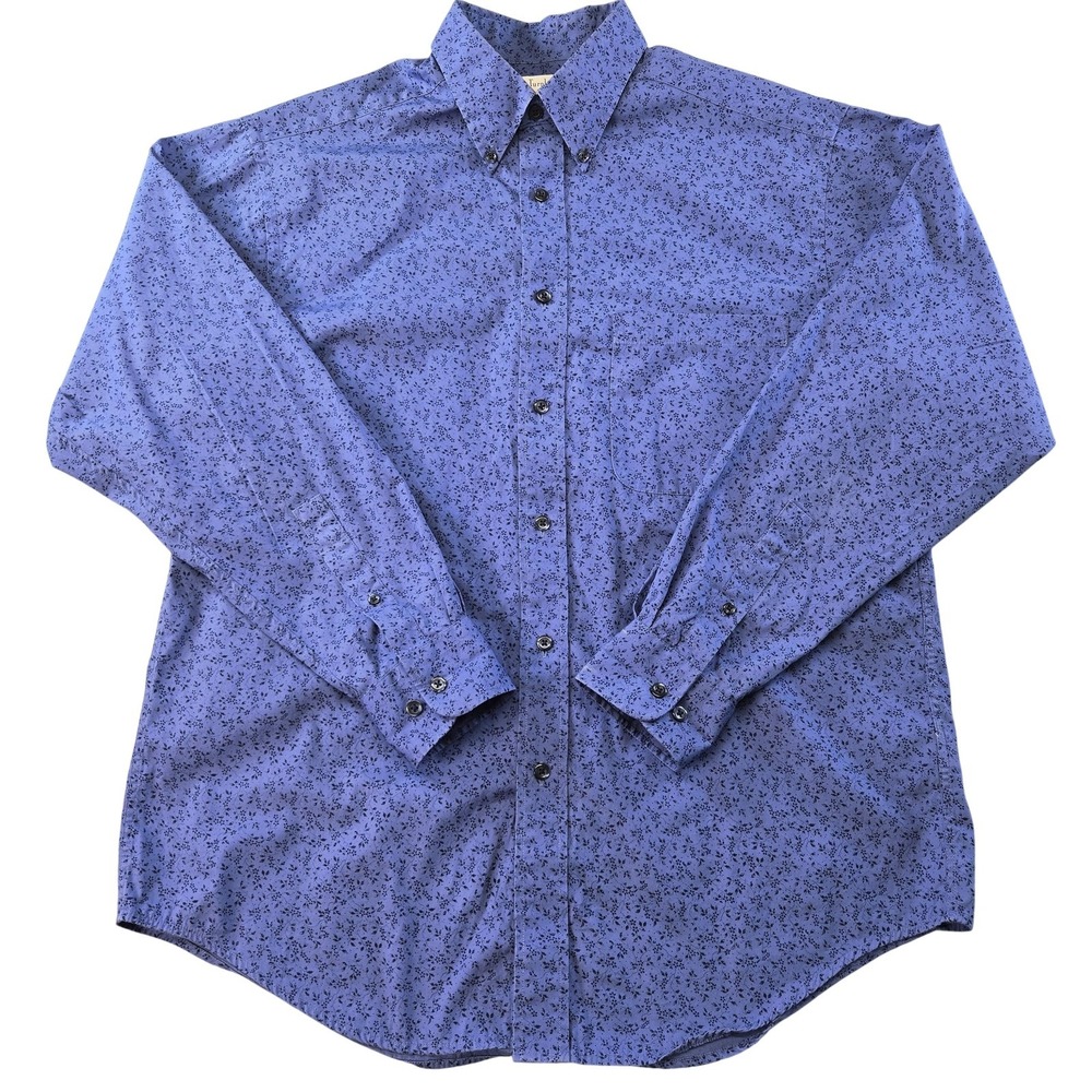 Turnbury Shirt Mens M‎ Blue Floral Long Sleeve Button Up Cotton Regular Fit